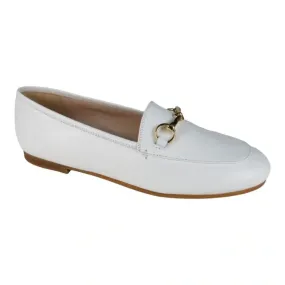 1200 - White Soft Leather Flat Loafer for Girl/Boy by London Kids