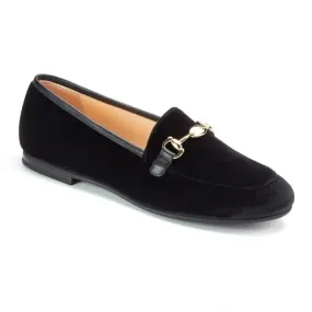 1375 - Black Velvet Flat Loafer for Girl/Boy by London Kids