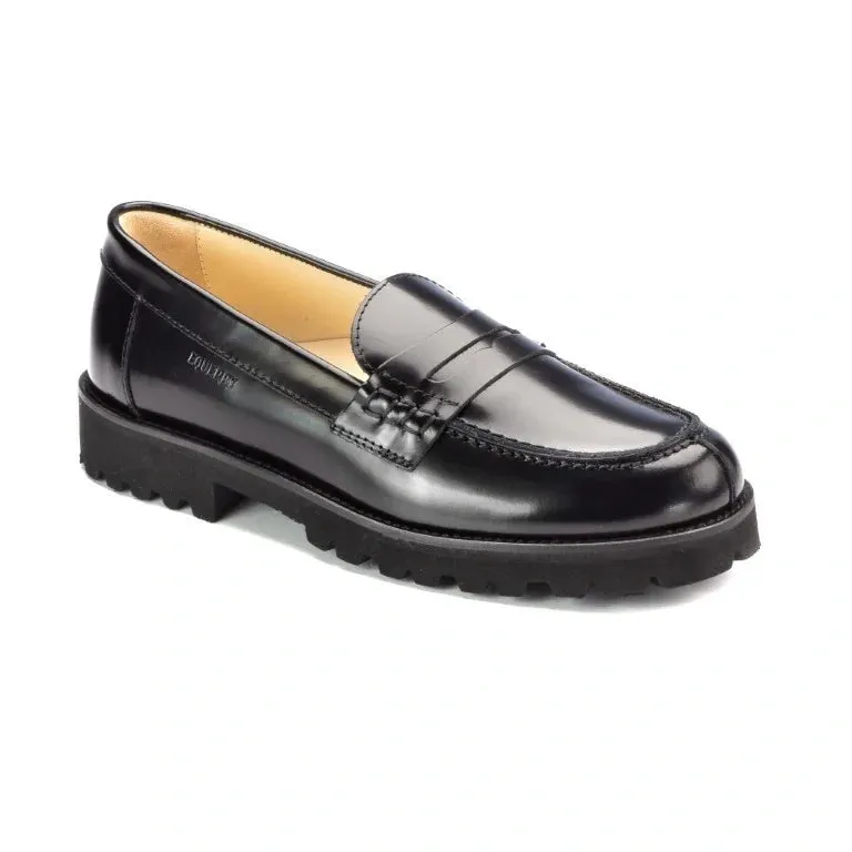 1550 - Navy Polished Leather Loafer for Girl/Boy by London Kids