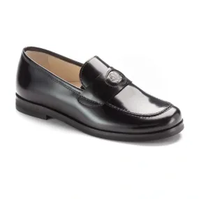 1561 - Black Polished Leather Hard Loafer for Girl/Boy by London Kids