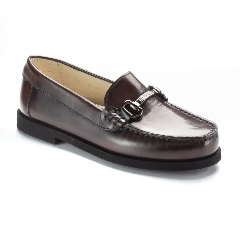 2594 - Brown Polished Leather Hard Loafer for Girl/Boy by London Kids