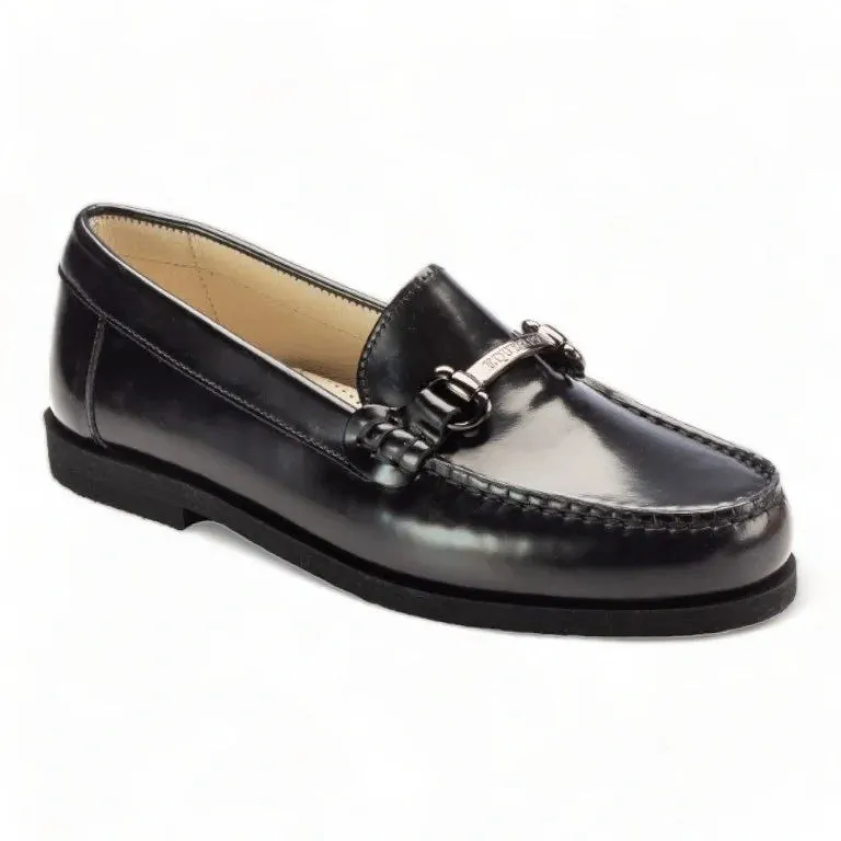 2599 - Black Polished Leather Hard Loafer for Girl/Boy by London Kids