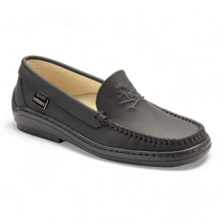 2633 - Black Sahara Leather Soft Loafer for Girl by London Kids