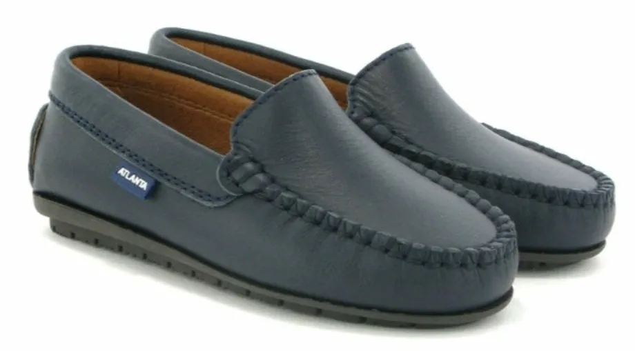 Altanta Mocassin Dark Navy Blue Smooth Leather Loafer