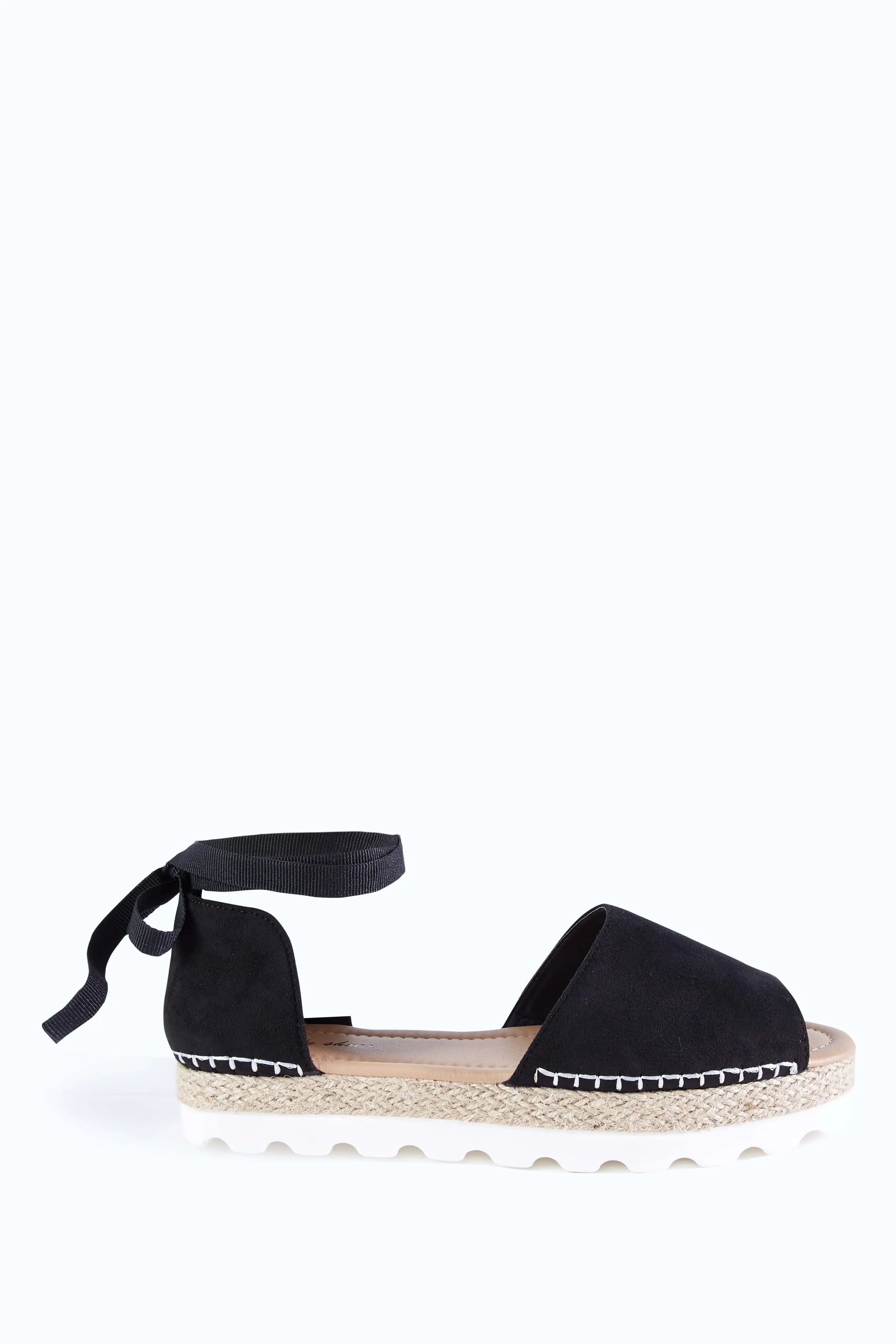 Black Flat Strappy Peep Toe Sandals