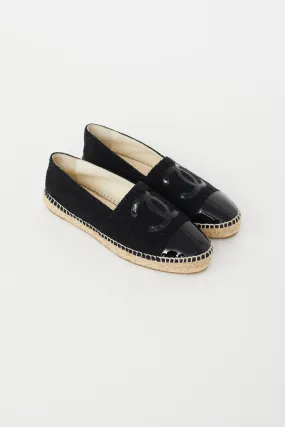 Black Metallic Knit & Patent Espadrille Flat