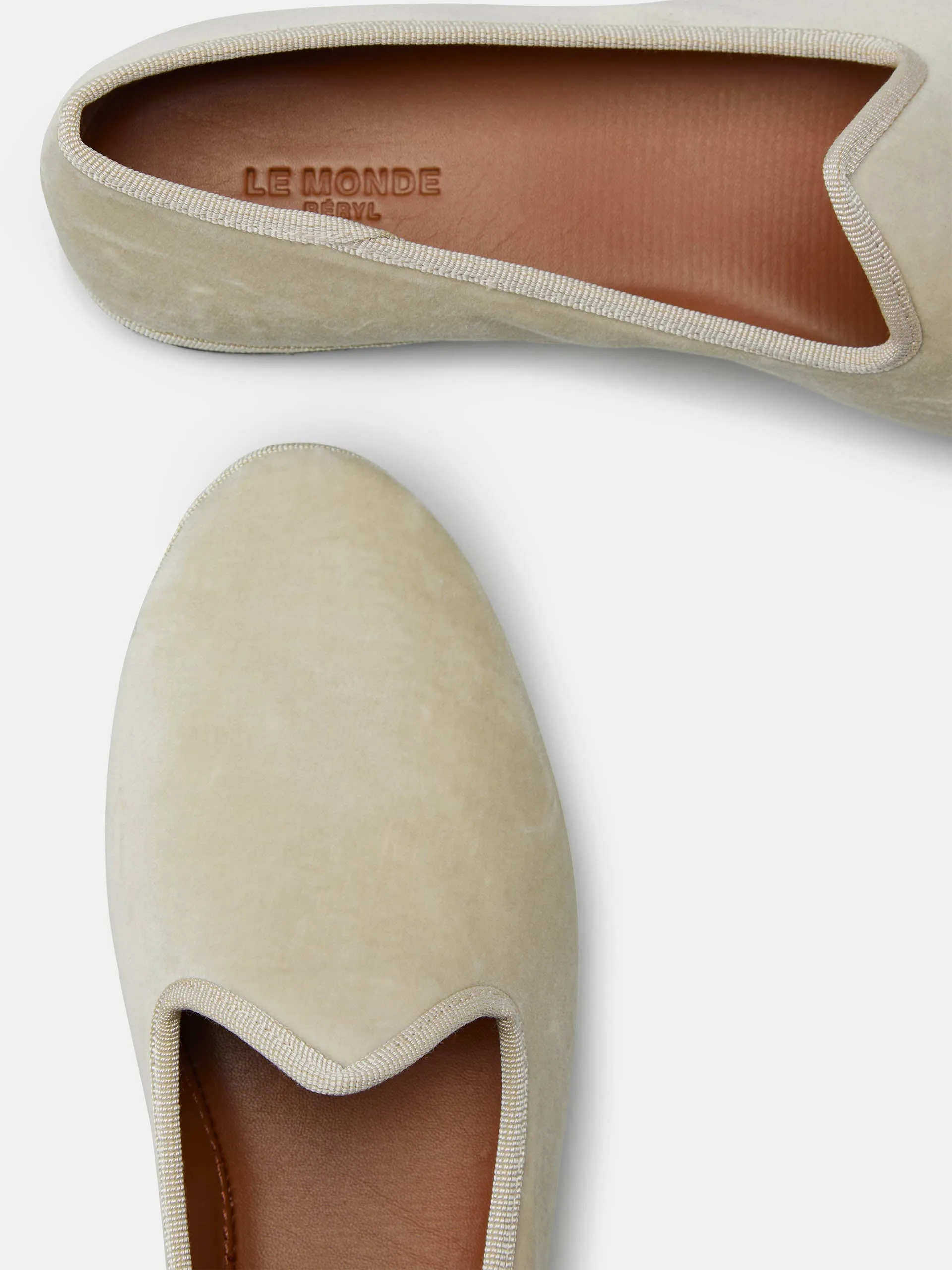 Bone velvet soft venetian flats