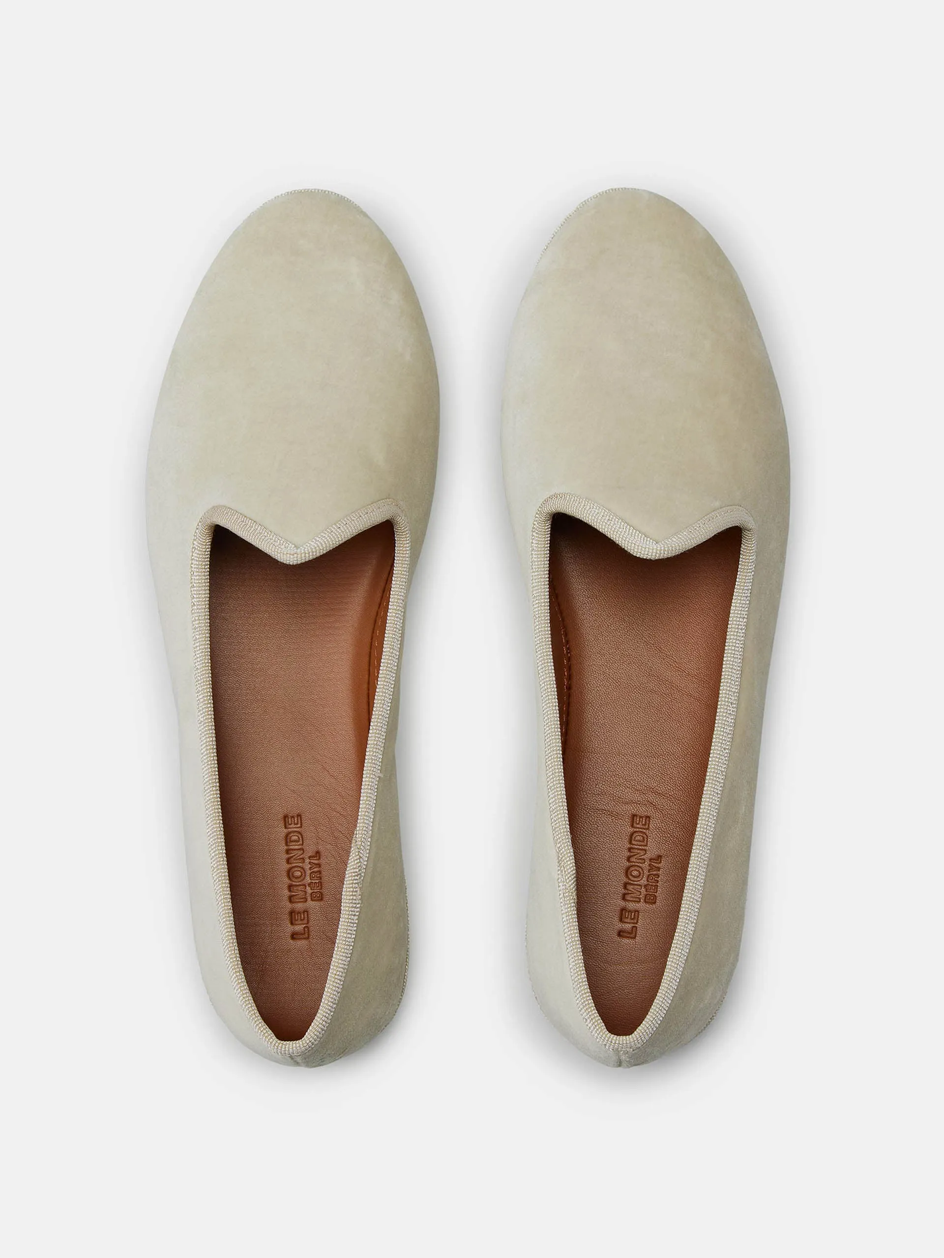 Bone velvet soft venetian flats