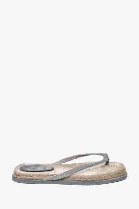 Brunello Grey Espadrille Flip Flops Size 39.5