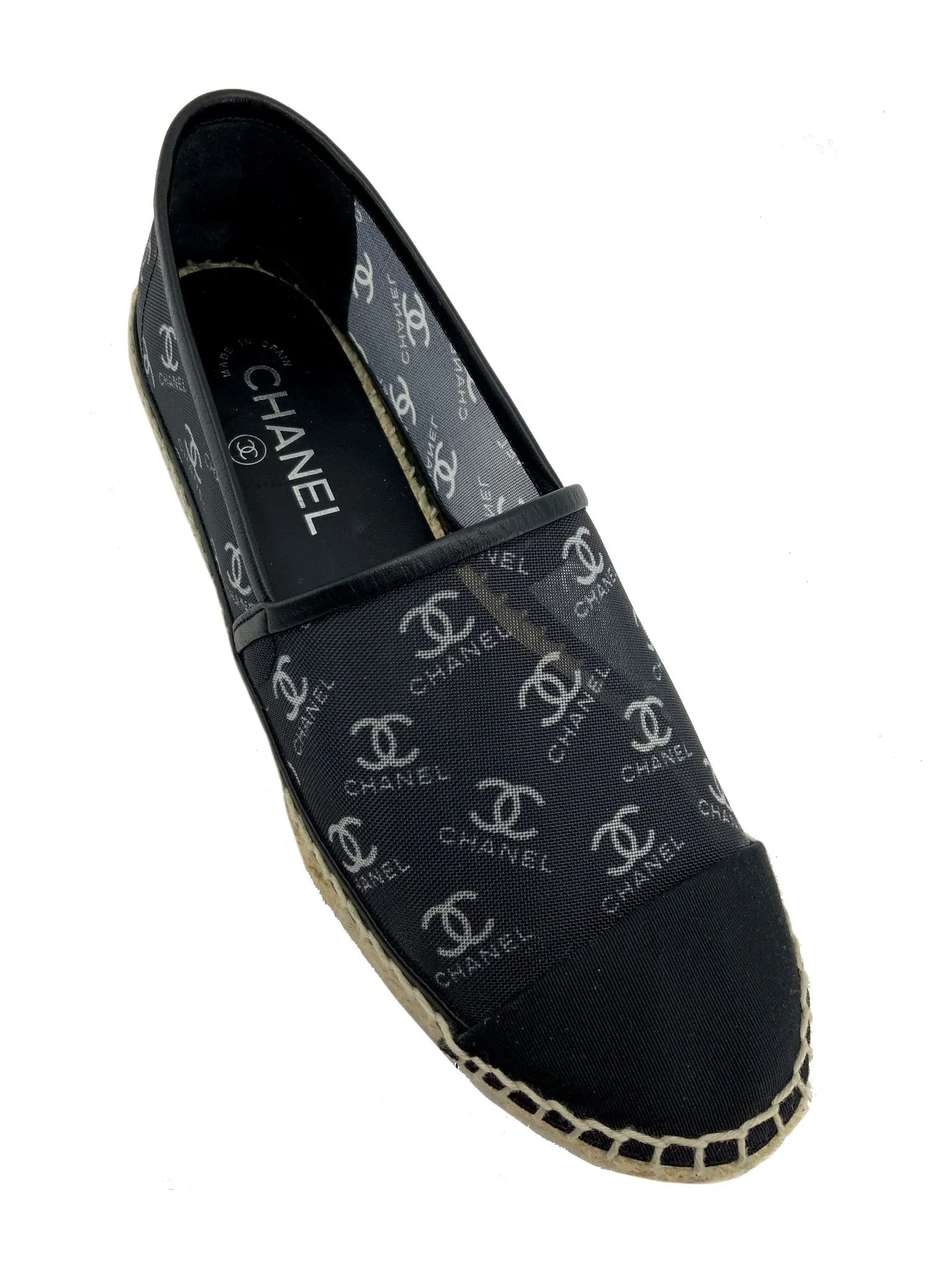 Chanel Mesh Grosgrain CC Espadrille Flats Size 9