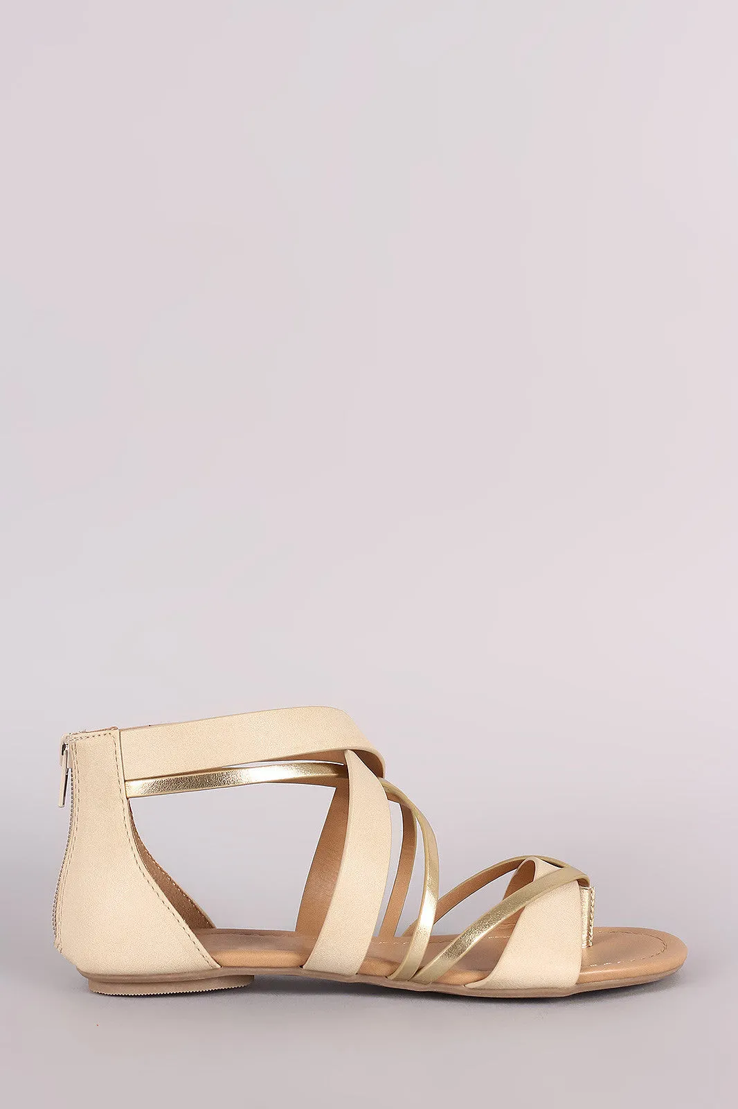 City Classified Two Tone Crisscross Flat Sandal