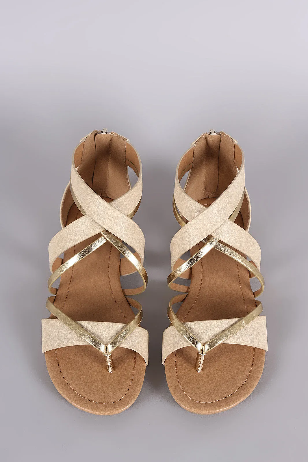 City Classified Two Tone Crisscross Flat Sandal