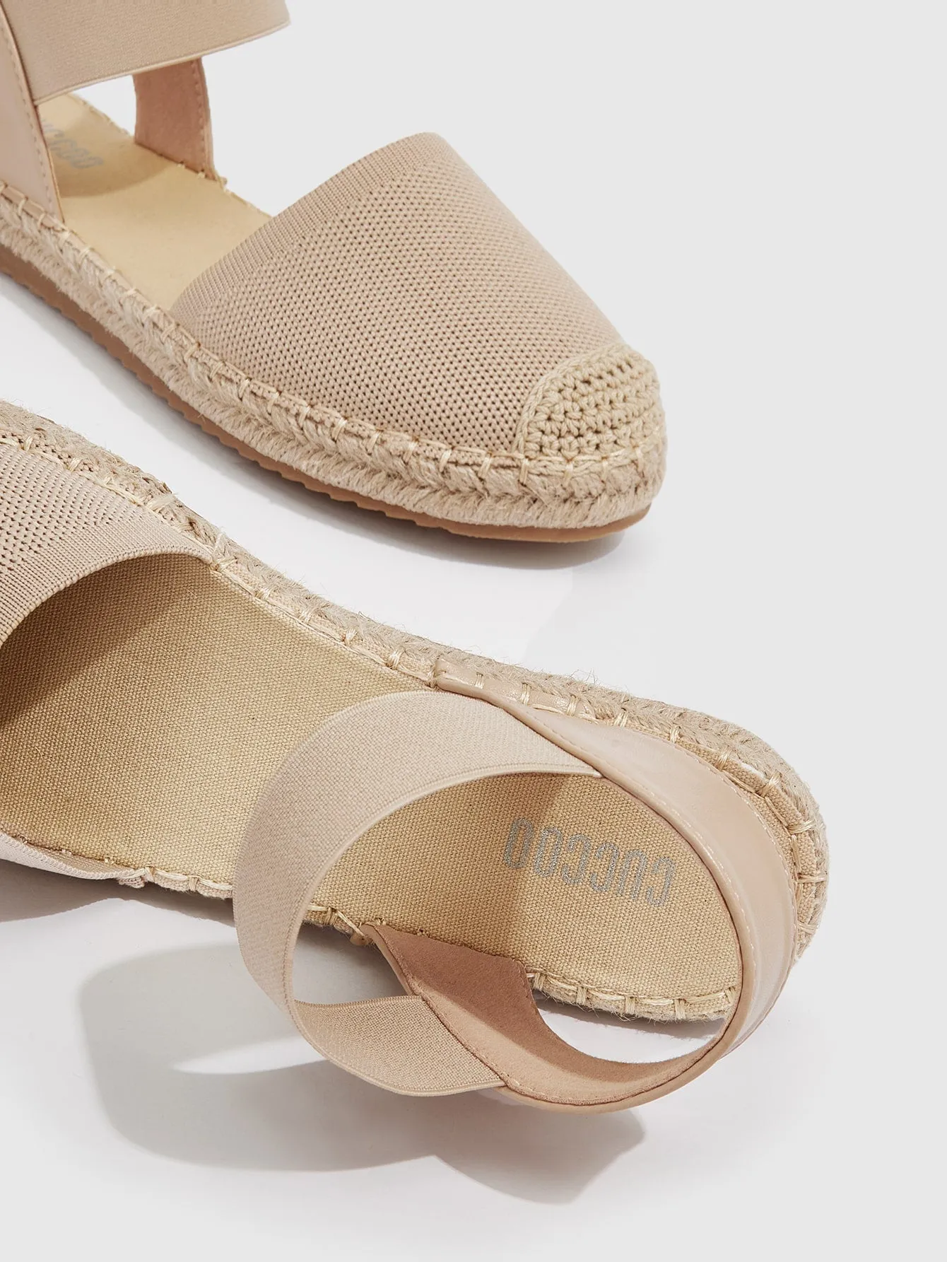 CUCCOO Basic Minimalist Stitch Detail Espadrille Flats