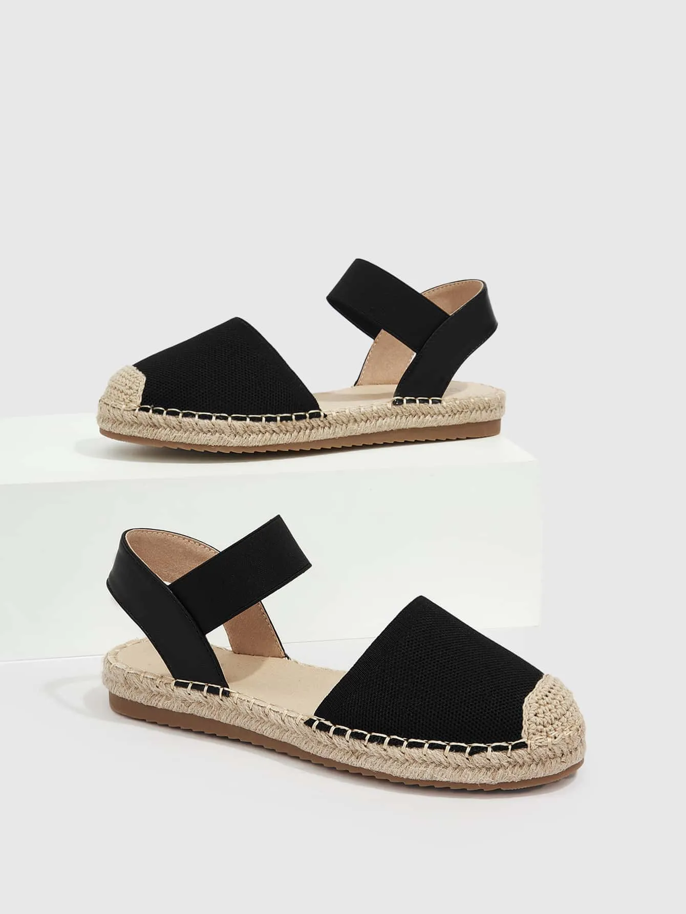 CUCCOO Basic Minimalist Stitch Detail Espadrille Flats