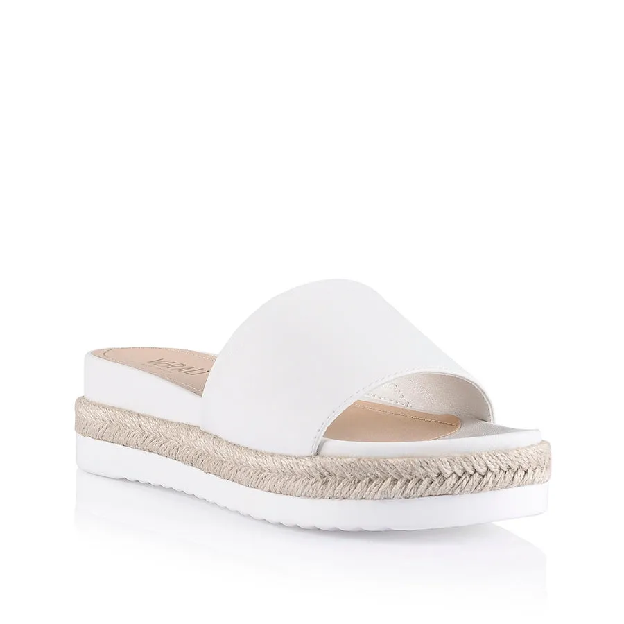 Declan Footbed Slides - White Smooth