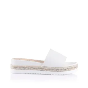 Declan Footbed Slides - White Smooth