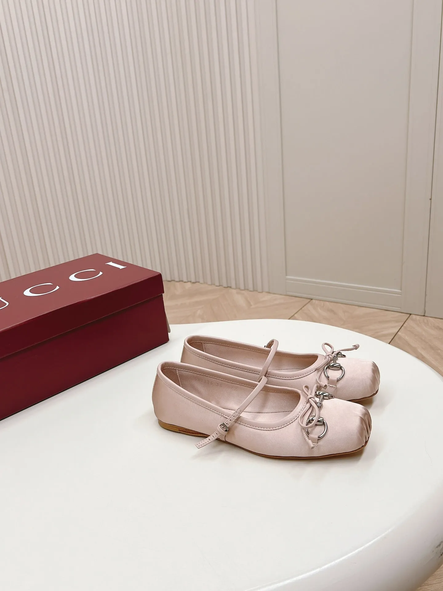 GG BALLET FLAT PASTEL PINK SILK