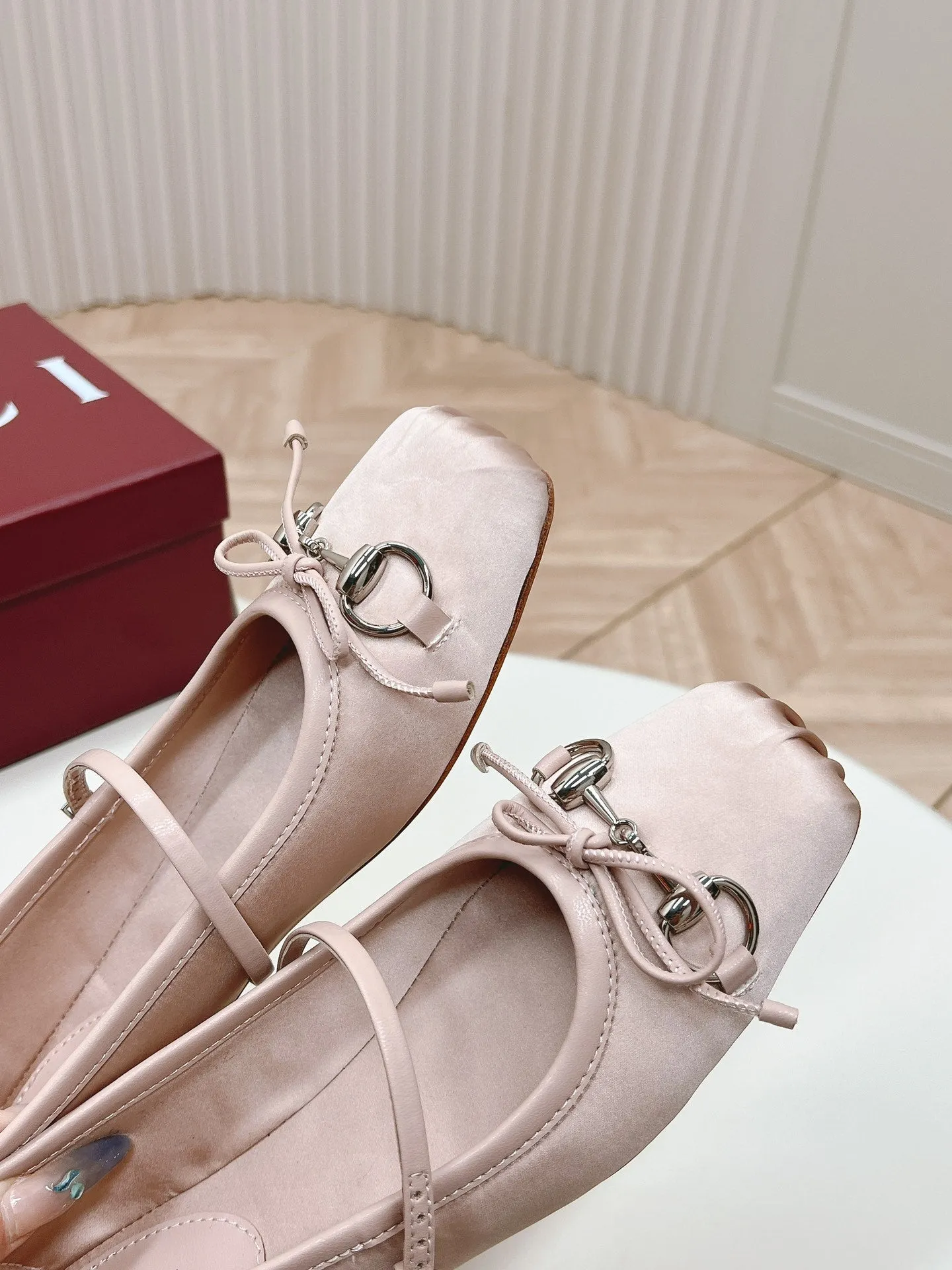 GG BALLET FLAT PASTEL PINK SILK