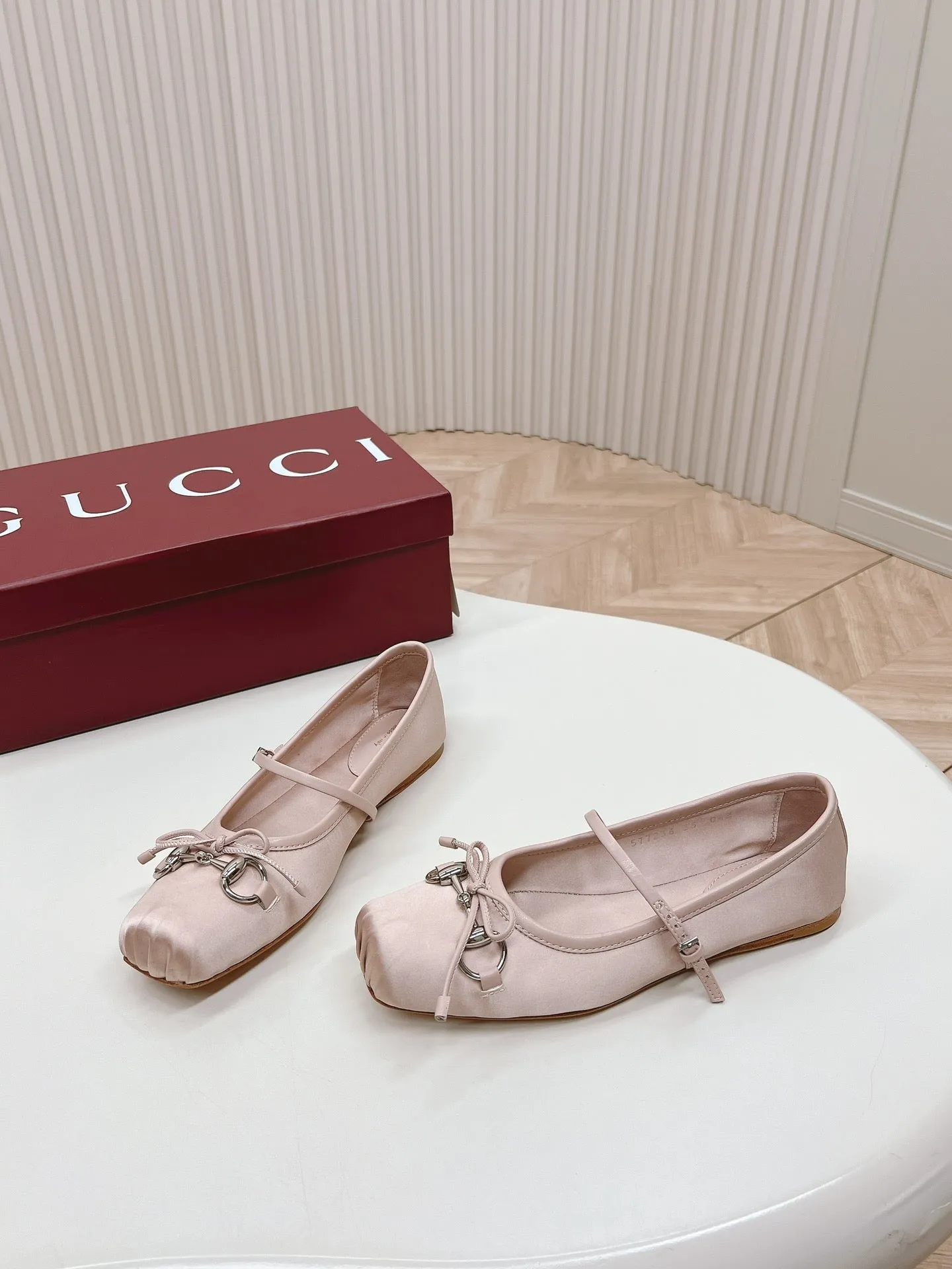 GG BALLET FLAT PASTEL PINK SILK