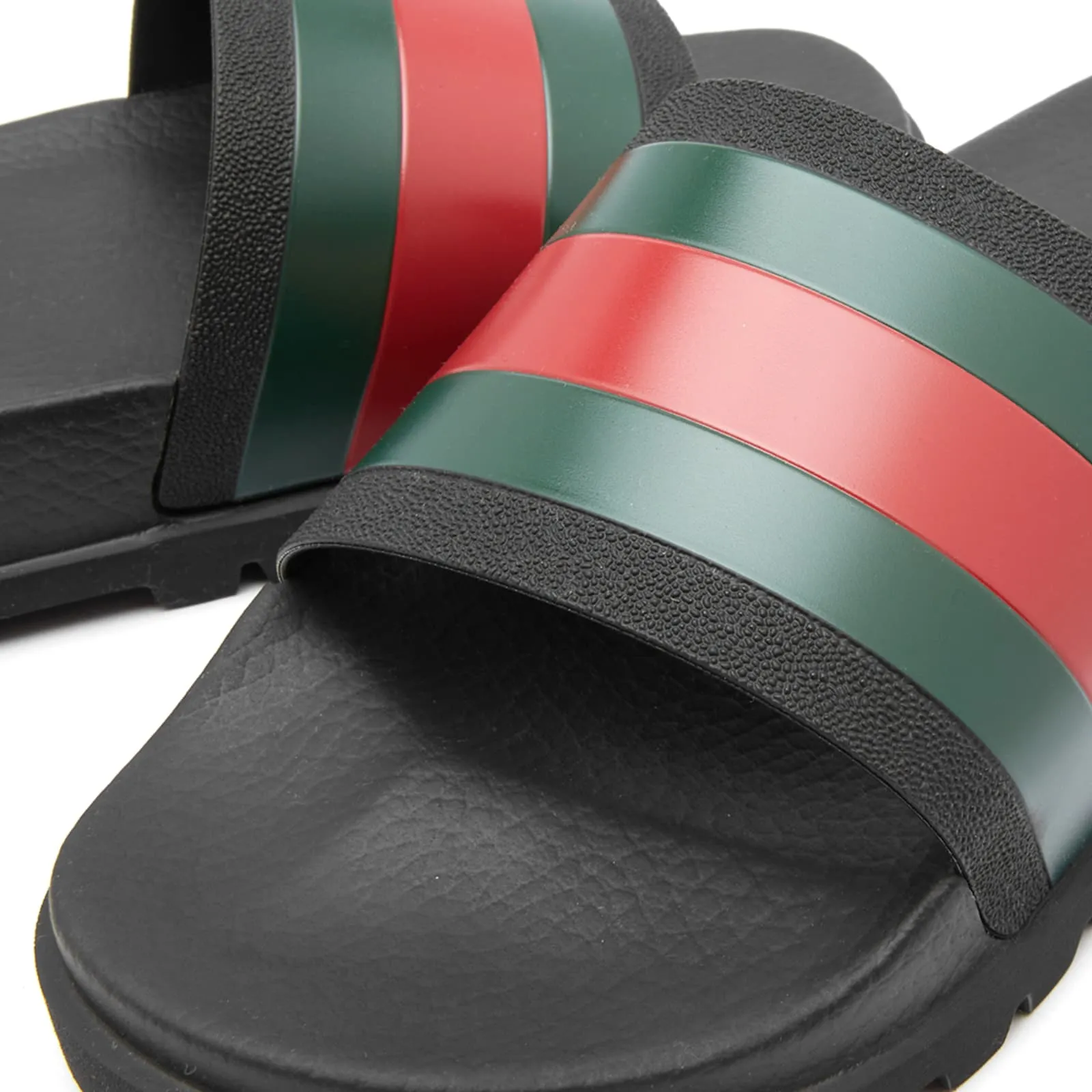 Gucci Pursuit Trek Web Rubber Slide Sandals, Black