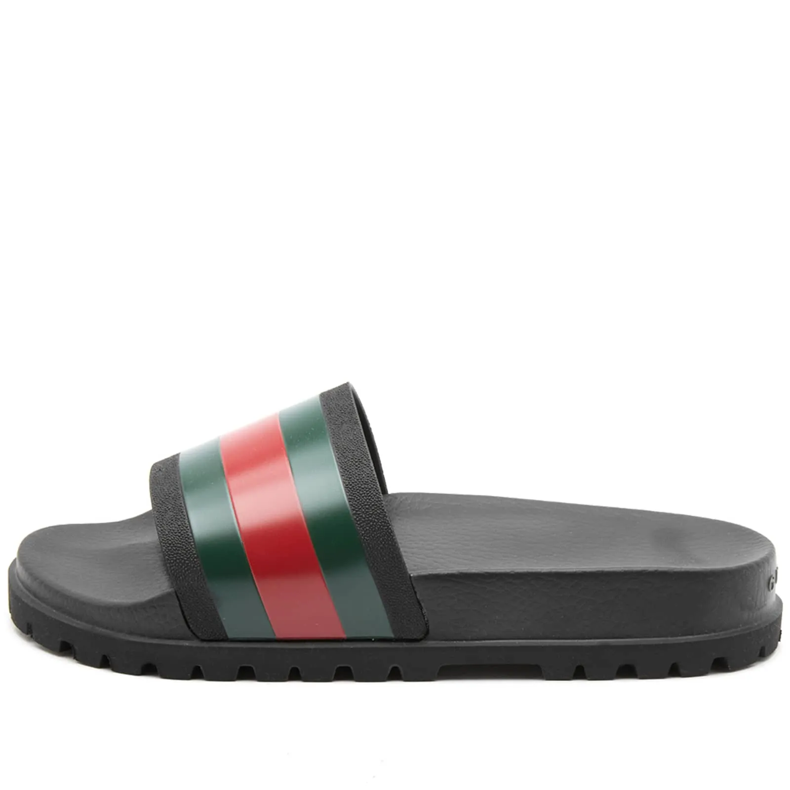 Gucci Pursuit Trek Web Rubber Slide Sandals, Black