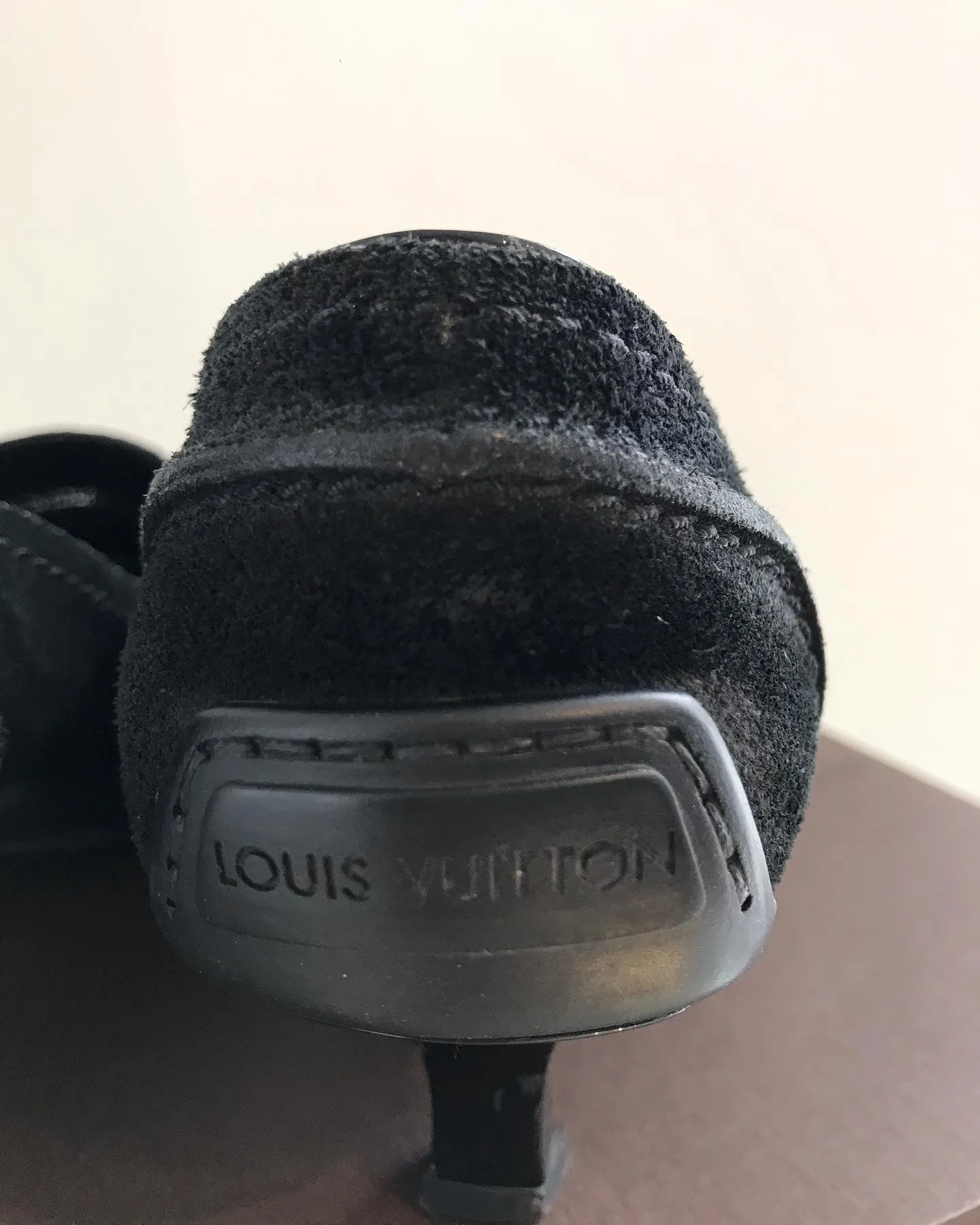 LOUIS VUITTON Suede Kitten Heel Loafers