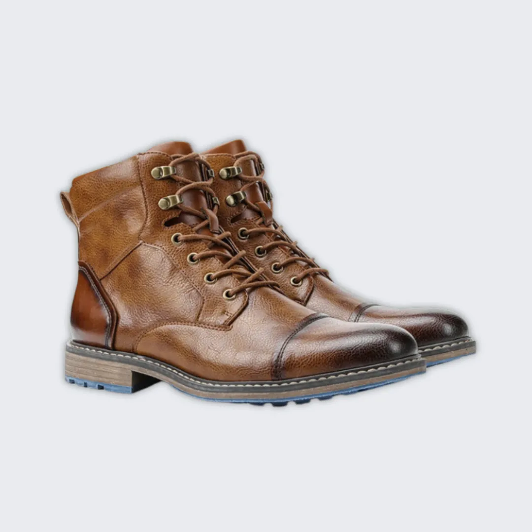 Luca Winter Leather Boots with Non-Slip Blue Soles