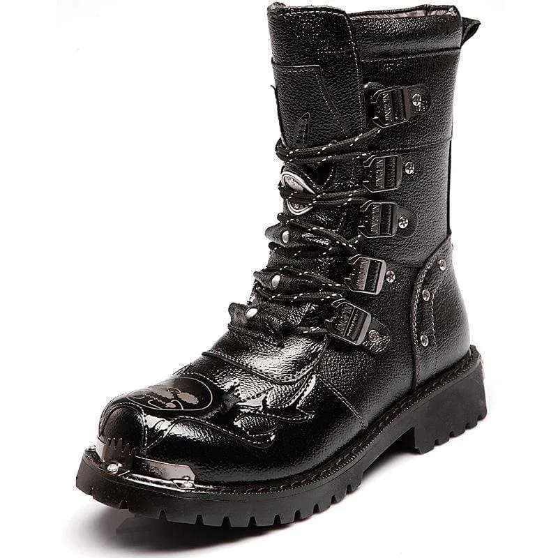 Men's Punk Faux Leather Middle Boots Martin Boots Winter Boots