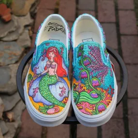 Mermaid themed custom Vans Slip On Sneakers