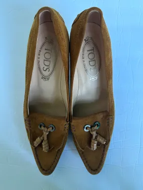 NEW TODS WOMEN'S DESIGNER MOCCASIN SHOES BROWN SUEDE LEATHER PUMPS Shoes Women's size 37 Italy