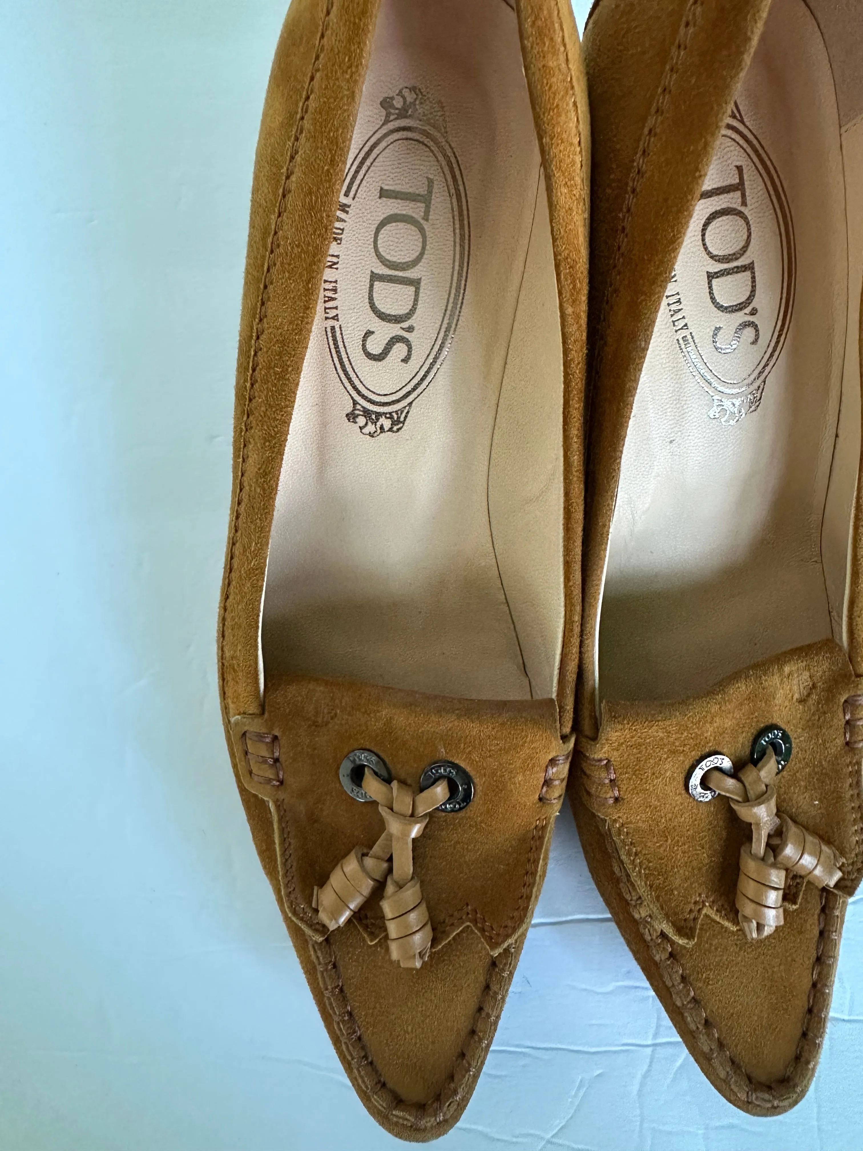 NEW TODS WOMEN'S DESIGNER MOCCASIN SHOES BROWN SUEDE LEATHER PUMPS Shoes Women's size 37 Italy