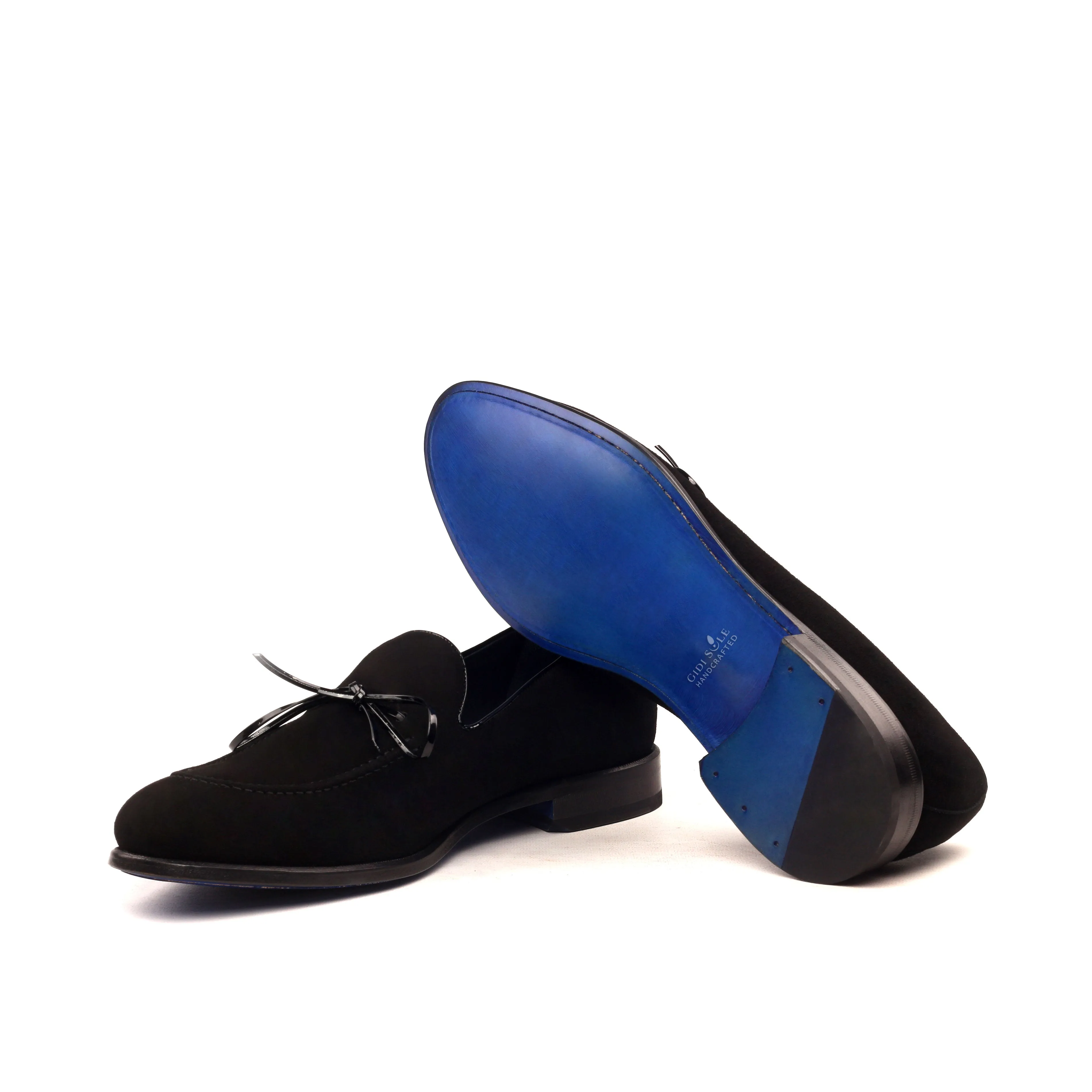 OG Loafer Bow - Kid Suede Black-Patent Black