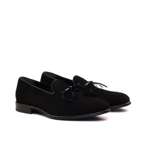 OG Loafer Bow - Kid Suede Black-Patent Black