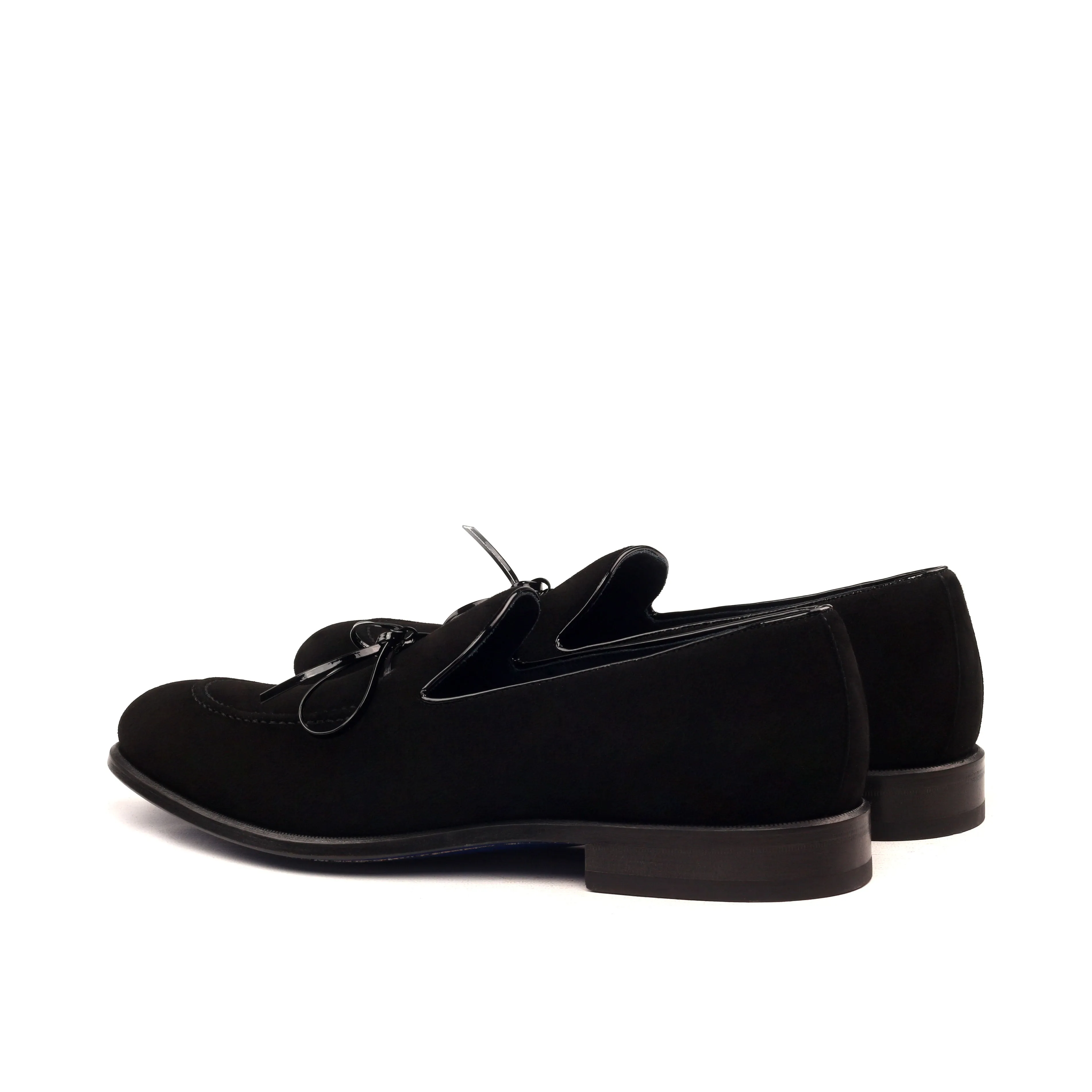 OG Loafer Bow - Kid Suede Black-Patent Black