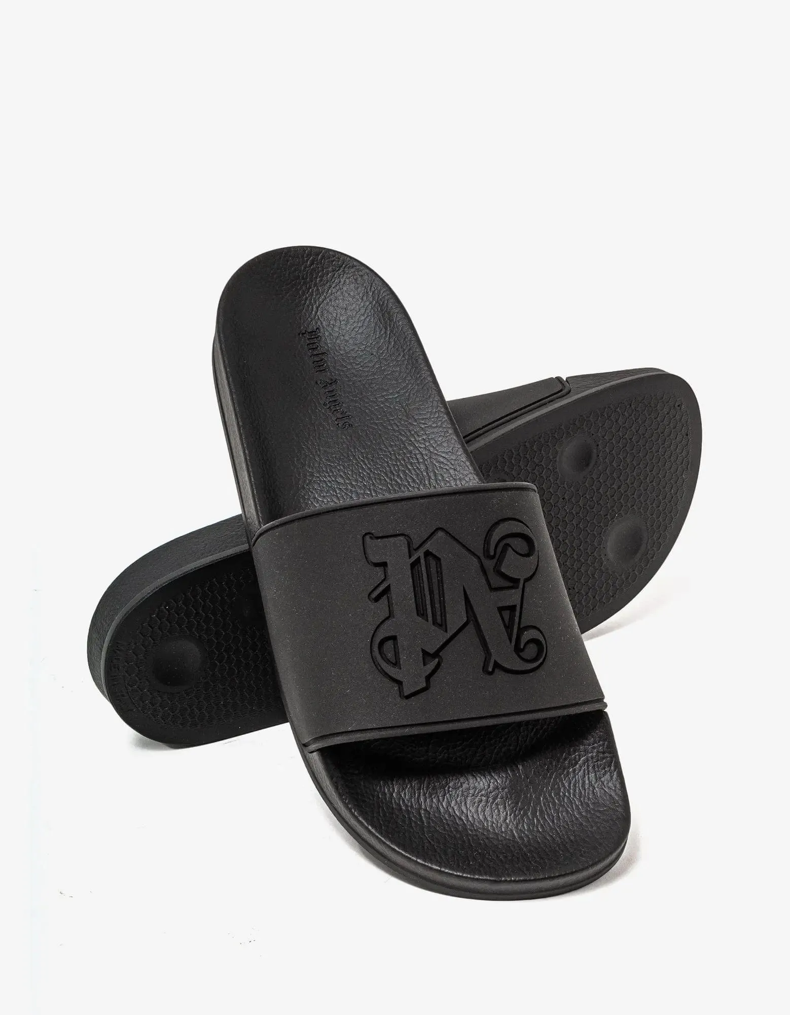 Palm Angels Black PA Monogram Slide Sandals