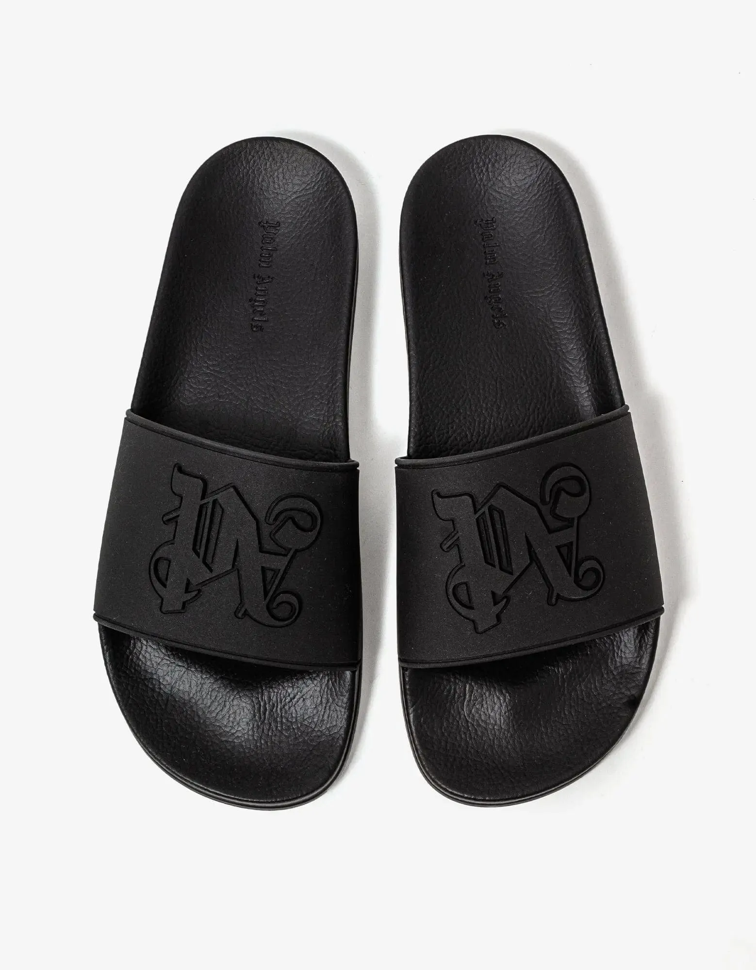 Palm Angels Black PA Monogram Slide Sandals