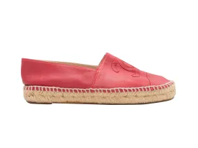 Red Chanel Leather CC Espadrille Flats Size 39