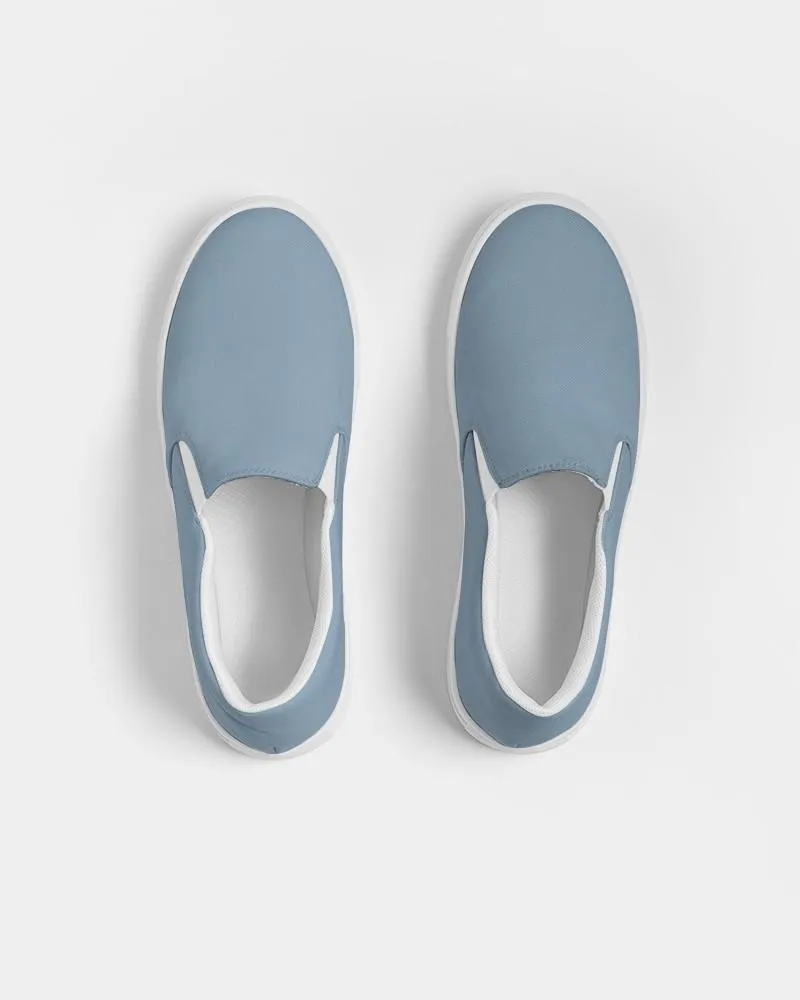 Shaded Pale Pastel Cyan Gray Slip-On Canvas Sneakers | Women's | C30M8Y0K30