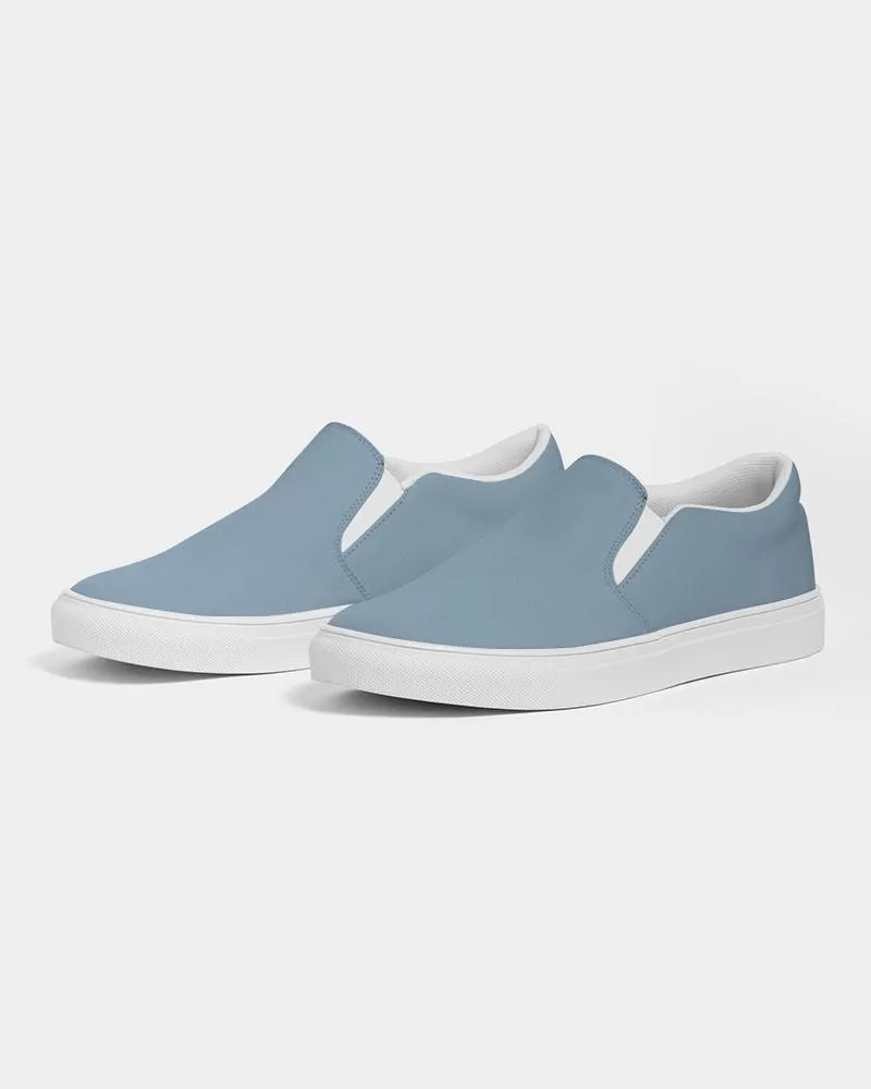 Shaded Pale Pastel Cyan Gray Slip-On Canvas Sneakers | Women's | C30M8Y0K30