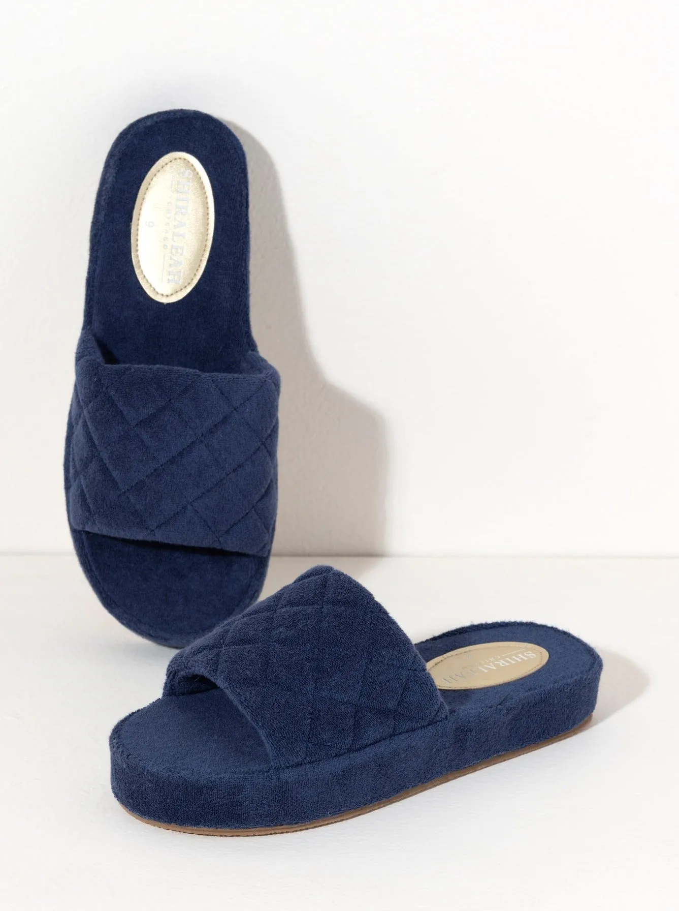 Shiraleah Sol Terry Pool Slides, Navy - FINAL SALE ONLY