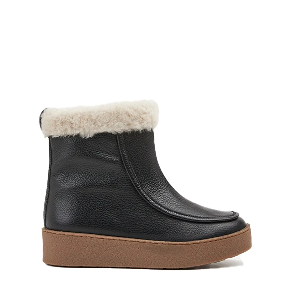 Simone Black Leather Winter Boots