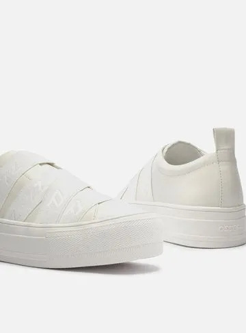 Slip On White Leather Flatform