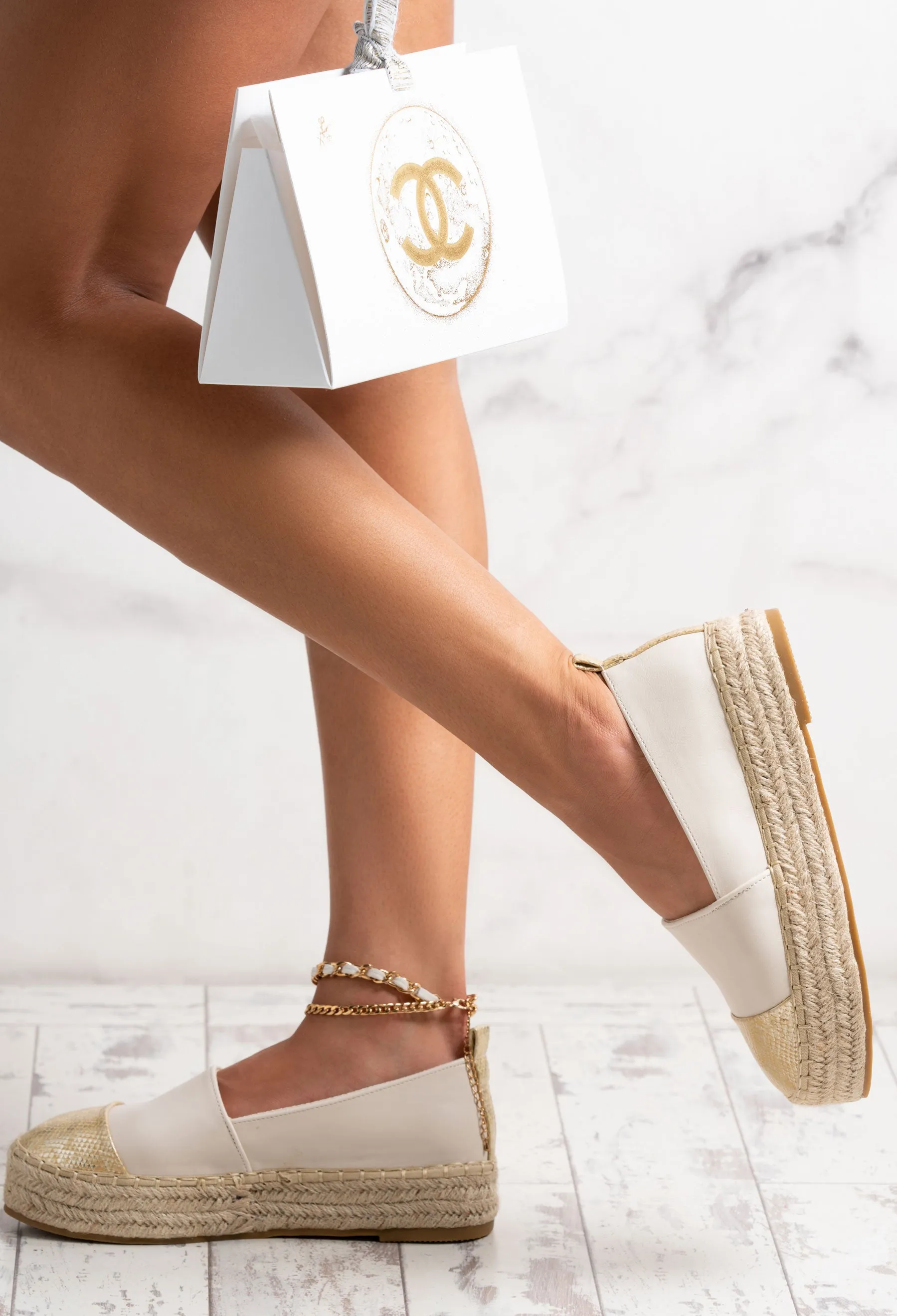 Sunset Convos Nude Snake Espadrille Flats