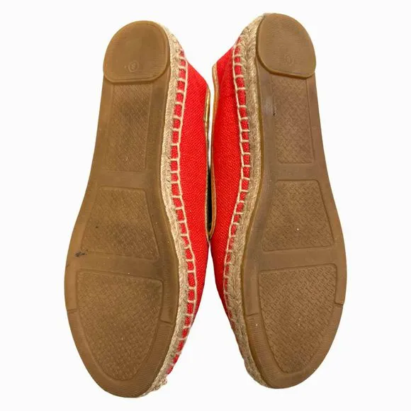 TORY BURCH COCO COCONUT COCKTAIL ESPADRILLE RED FLATS SIZE 8