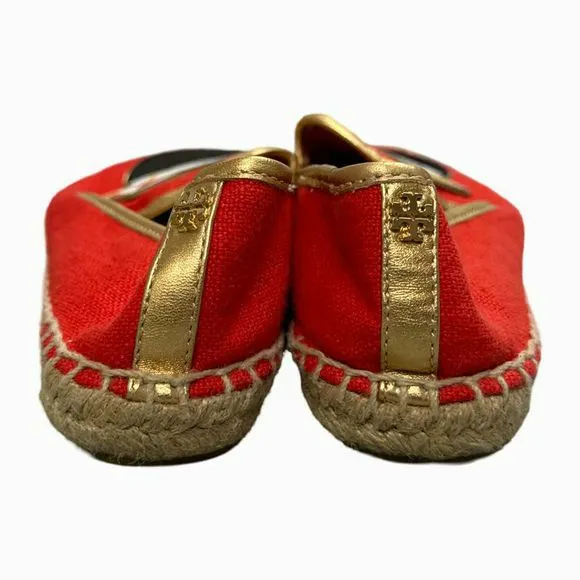 TORY BURCH COCO COCONUT COCKTAIL ESPADRILLE RED FLATS SIZE 8