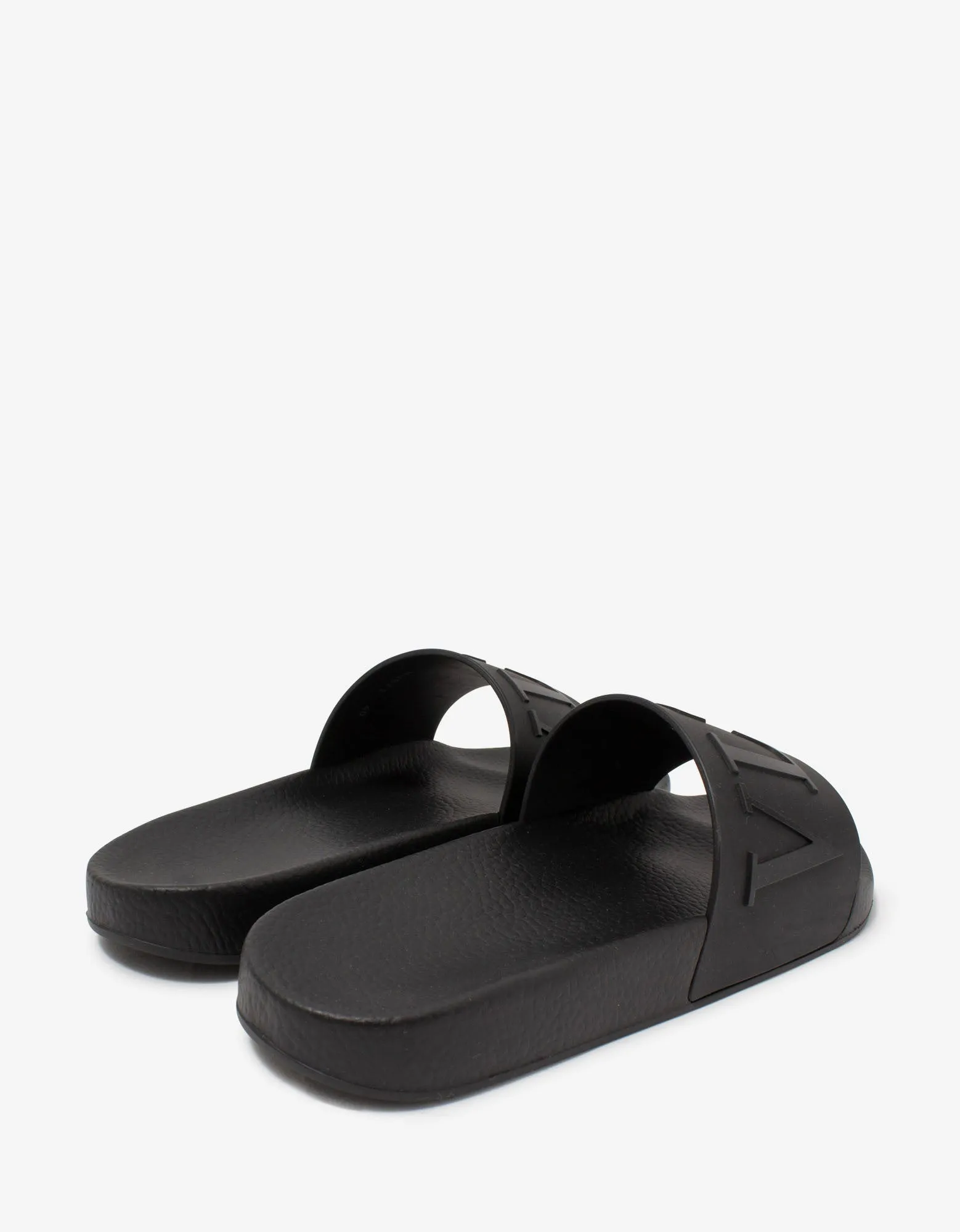 Valentino Garavani Black Tonal VLTN Slide Sandals