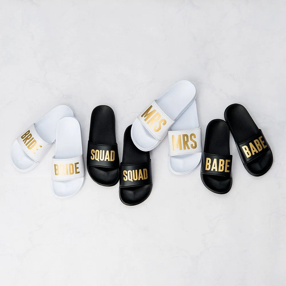 WOMEN'S BRIDAL PARTY SLIDE SANDALS - MRS