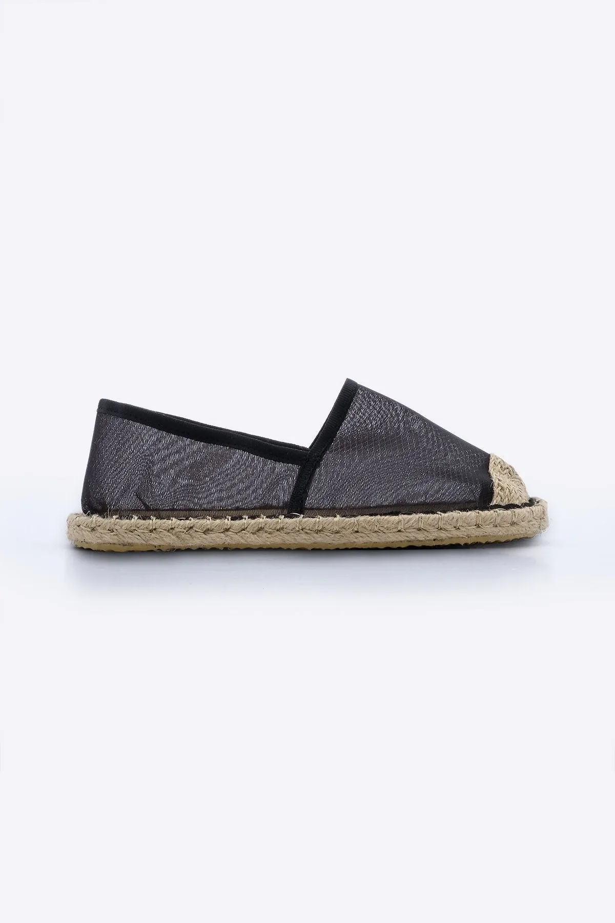 Women's Mesh Jute Espadrille Ballerina Kafyen - Black